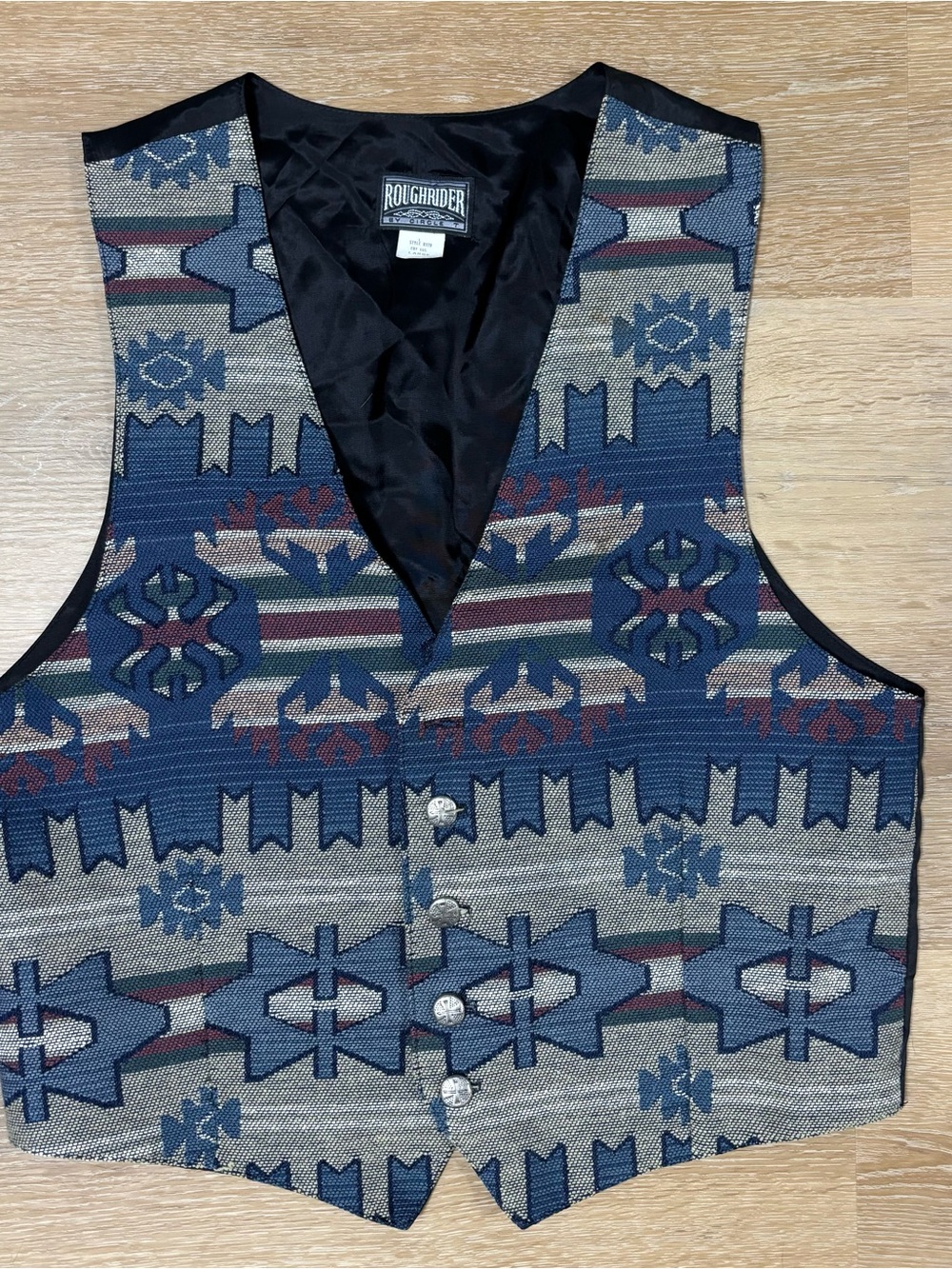Roughrider by Circle T Western Vest Aztec Tapestry USA Made Size Large